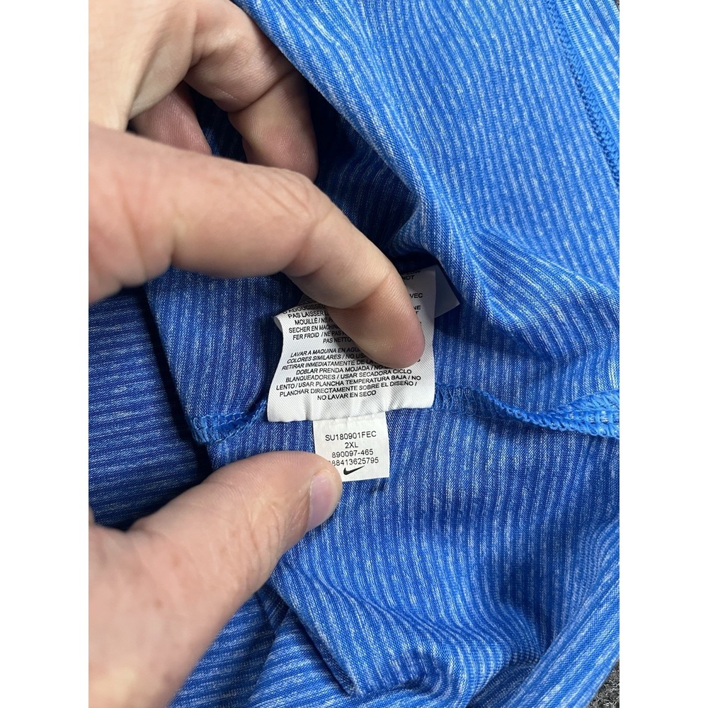 Nike Polo Shirt Mens XXL Blue Stripe Dri Fit Golf Performance Stretch EUC - Picture 10 of 10